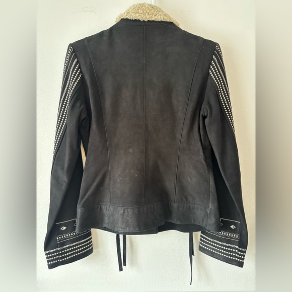 Tristant & Iseut - Black Suede Jacket with Shearling Collar - Picture 9 of 11